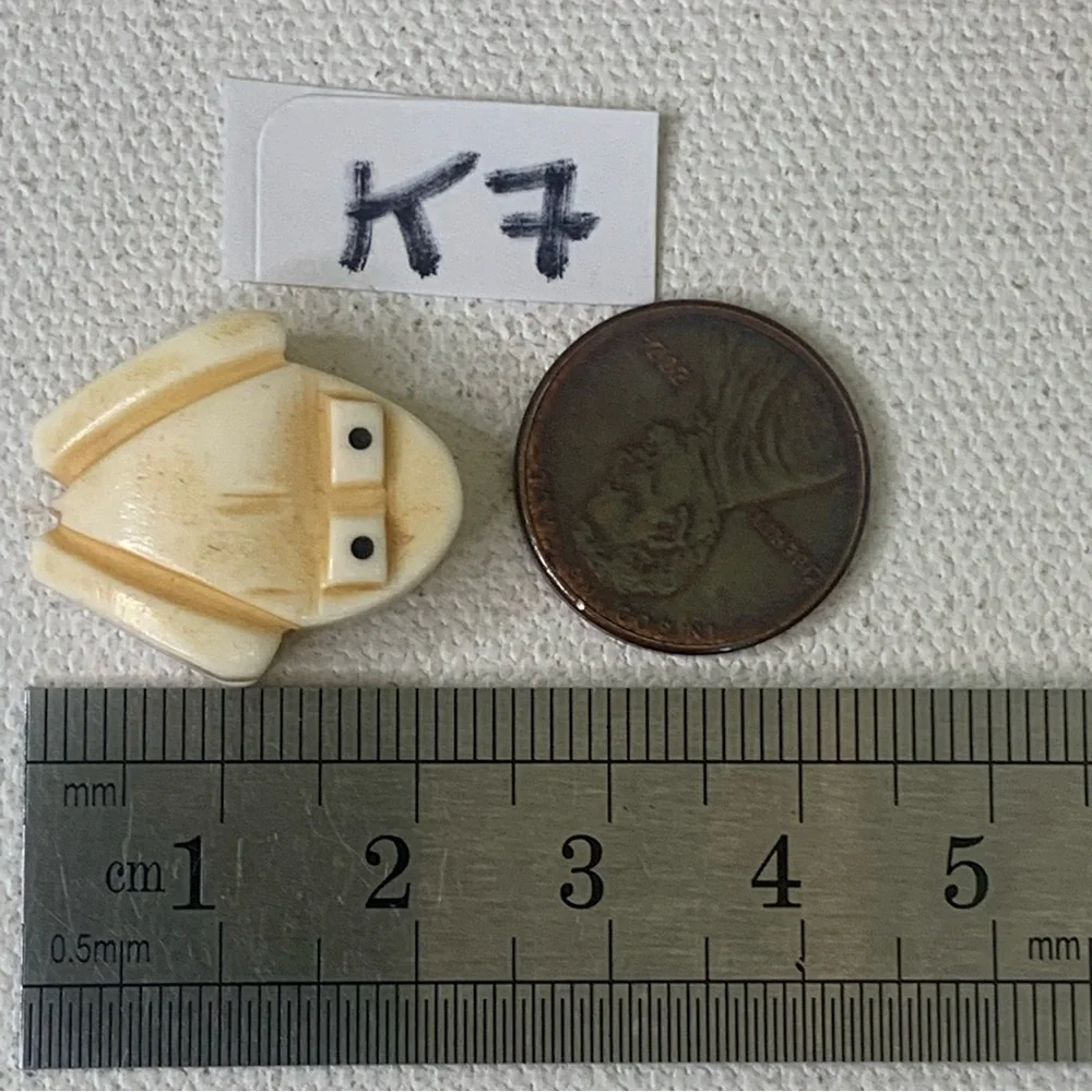 Hand Carved Frog Bone Bead Native American Style Miniature Fetish Animal .8